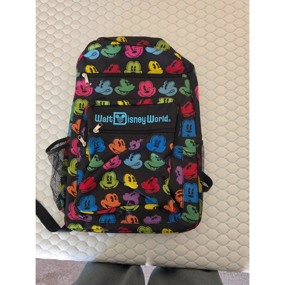 Disney Parks Walt Disney World Mickey Mouse Faces Backpack Black NWT